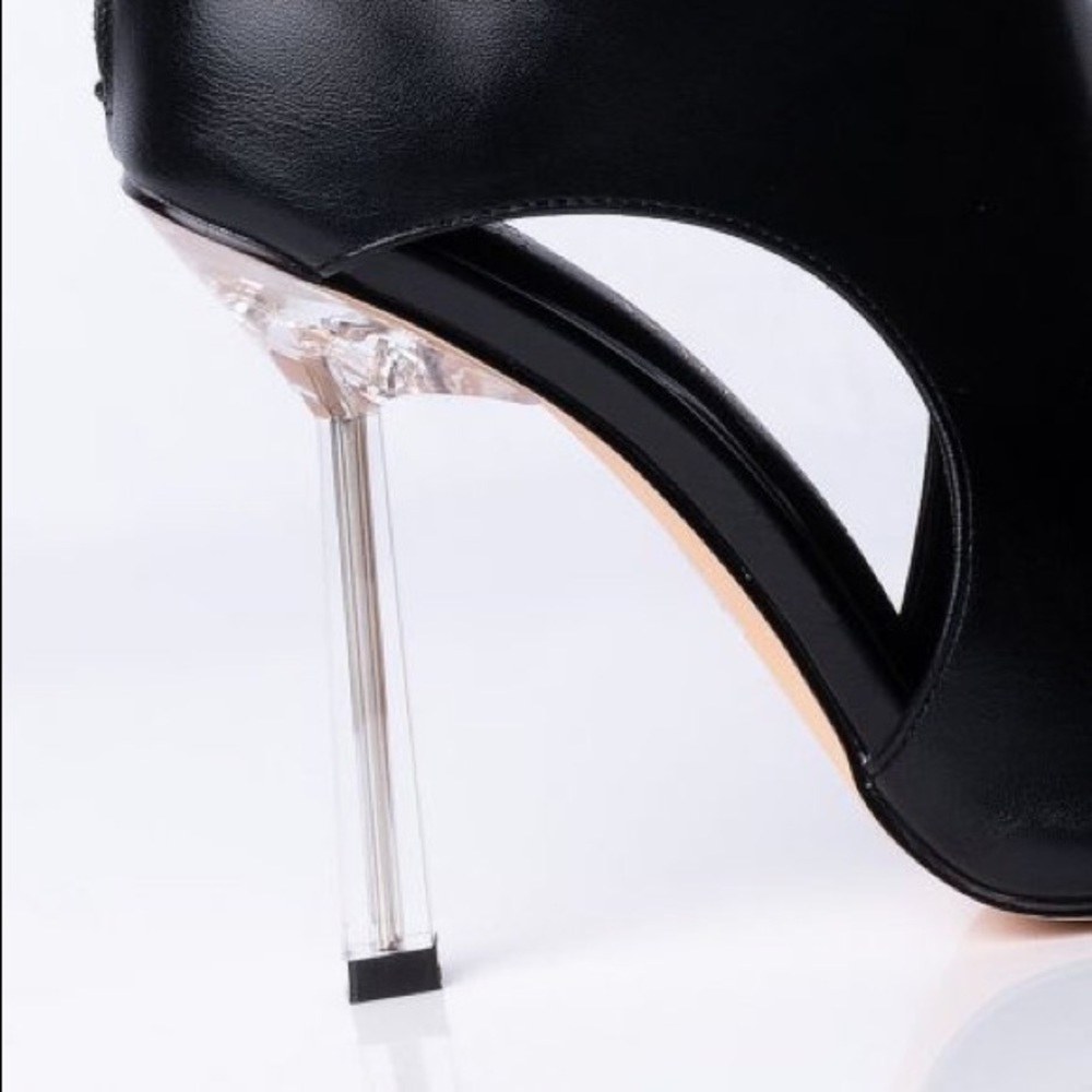 Azalea Wang Black Vegan Leather High Heel Ankle Booties - Picture 5 of 5